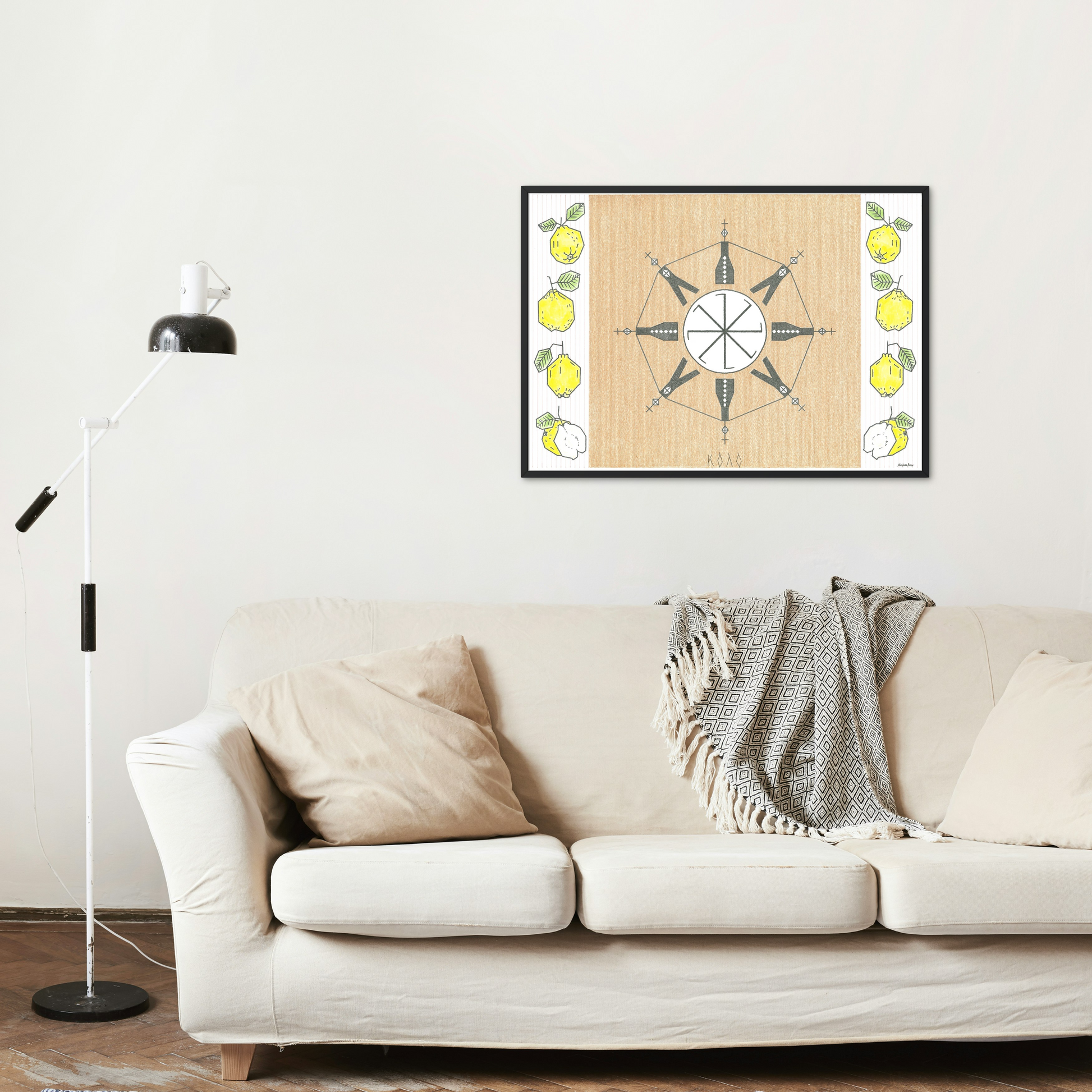 Kolo - Impression Fine Art représentant une danse folklorique serbe avec des fruits de coing, édition limitée signée