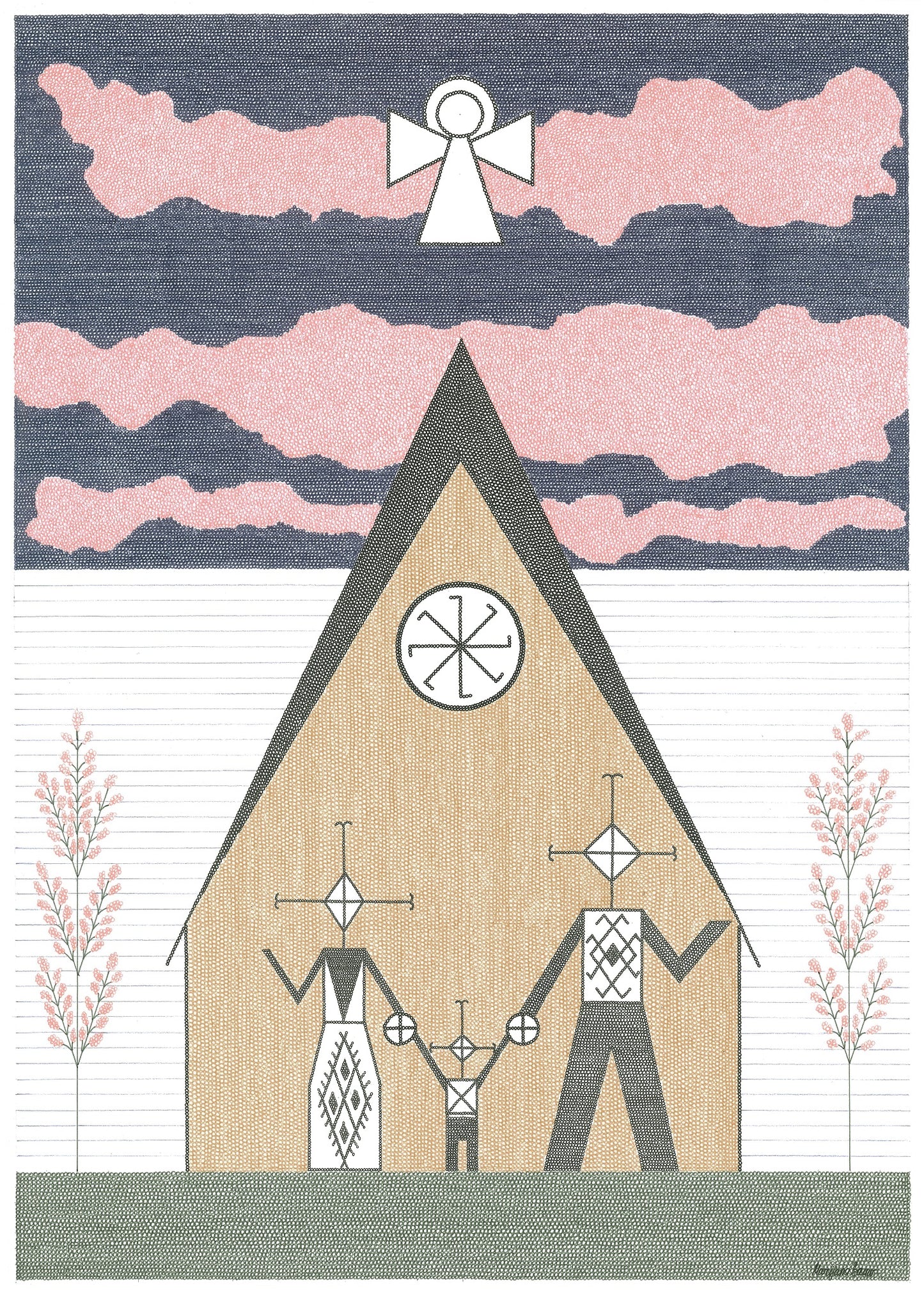 La Famille - Impression Fine Art représentant une famille chrétienne orthodoxe, père, mère et enfant