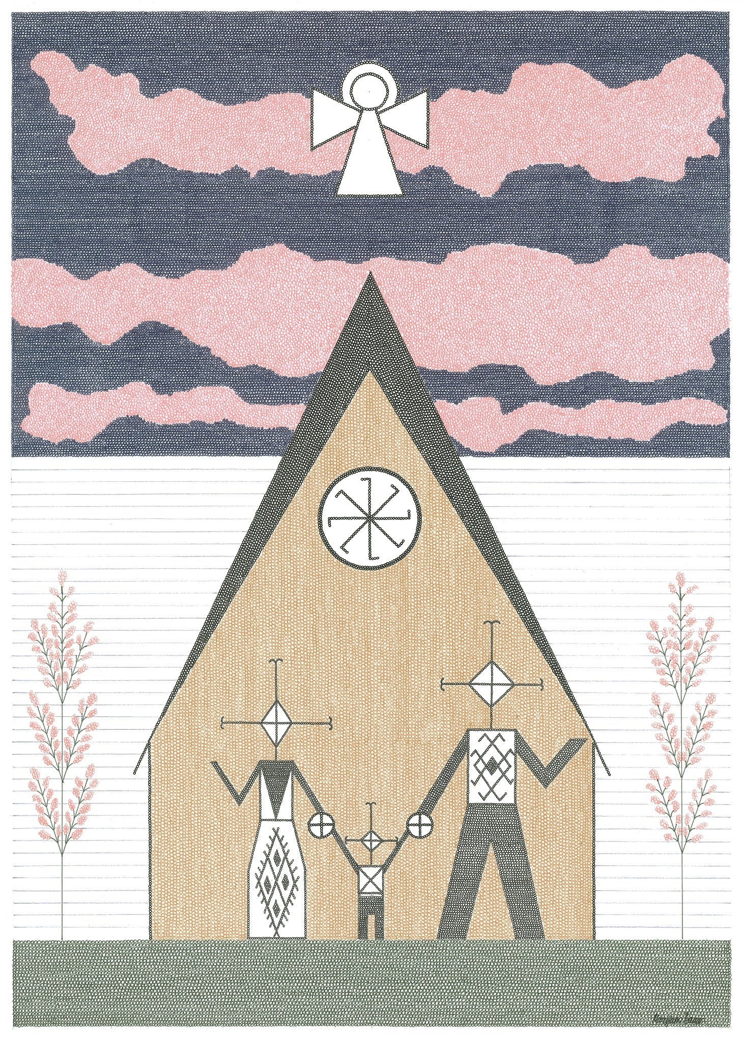 La Famille - Impression Fine Art représentant une famille chrétienne orthodoxe, père, mère et enfant